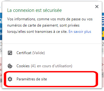 Choisissez Paramètres du site