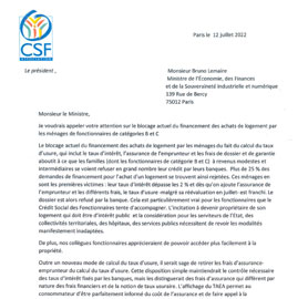 Lettre du CSF à M. Bruno Lemaire