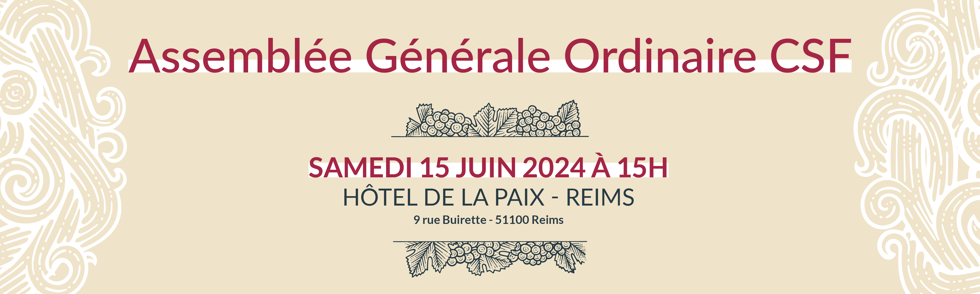 Groupe CSF : participez à l'Assemblée Générale Ordinaire du CSF le 15 juin 2024 à Reims